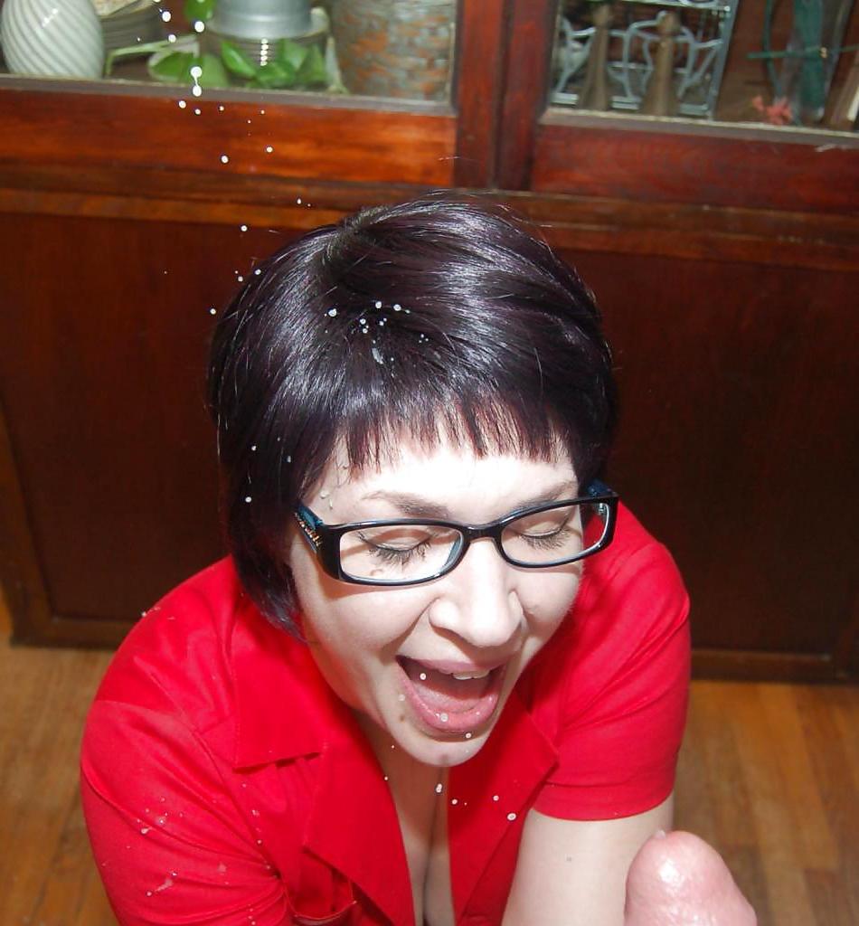 25P Cumshots on face and glasses.