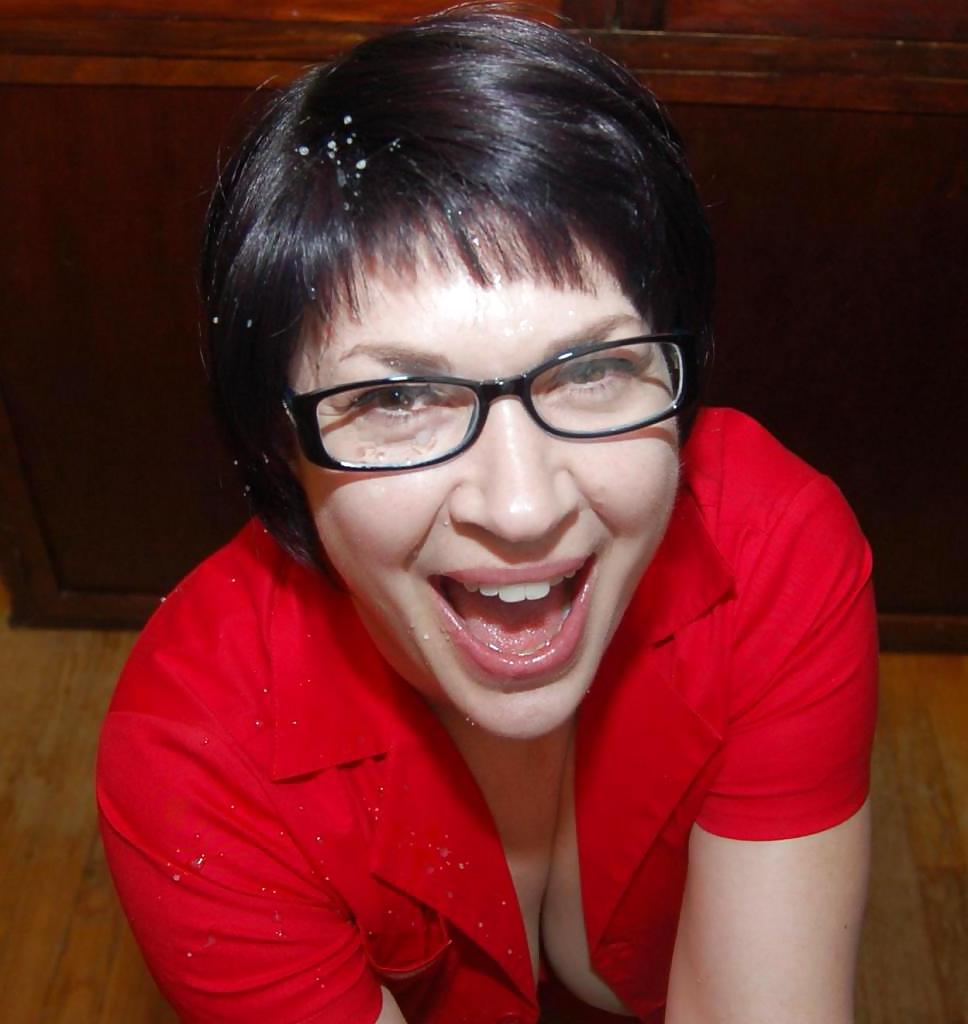 25P Cumshots on face and glasses.