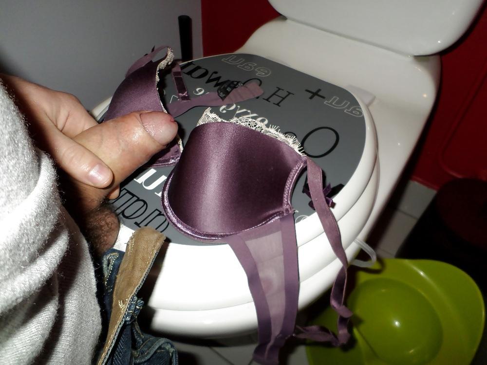 17P Cum on Sister in Law's purple bra at Christmas
