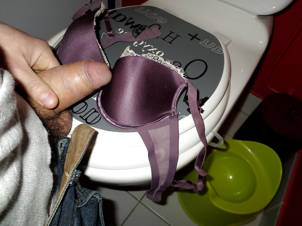 17P Cum on Sister in Law's purple bra at Christmas