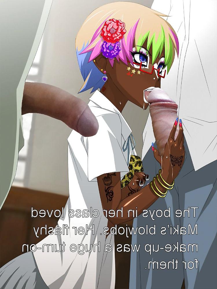 8P Anime Girls playing with a Real Cock (with captions) - No 72