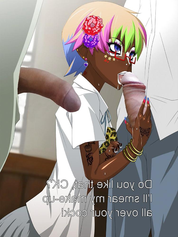 8P Anime Girls playing with a Real Cock (with captions) - No 72