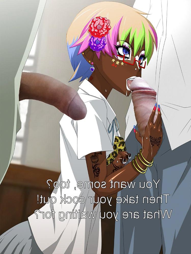 8P Anime Girls playing with a Real Cock (with captions) - No 72