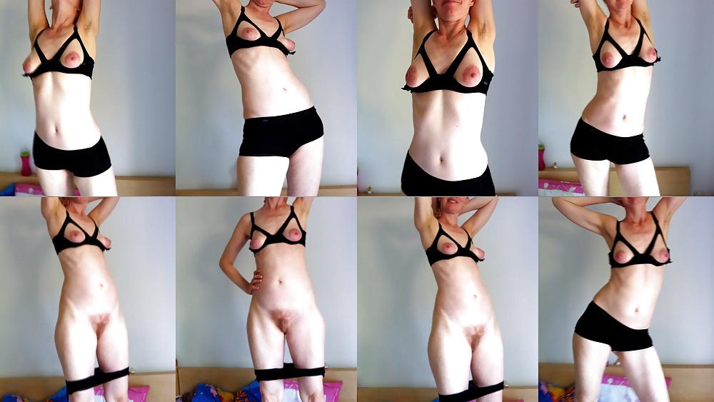5P Nursing bra stripping panties red hair