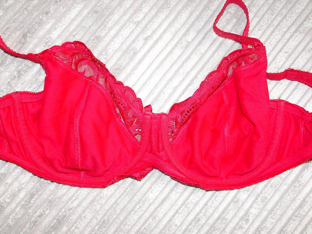 9P Em's worn bra,knickers & hold up stockings worn  23.03.14