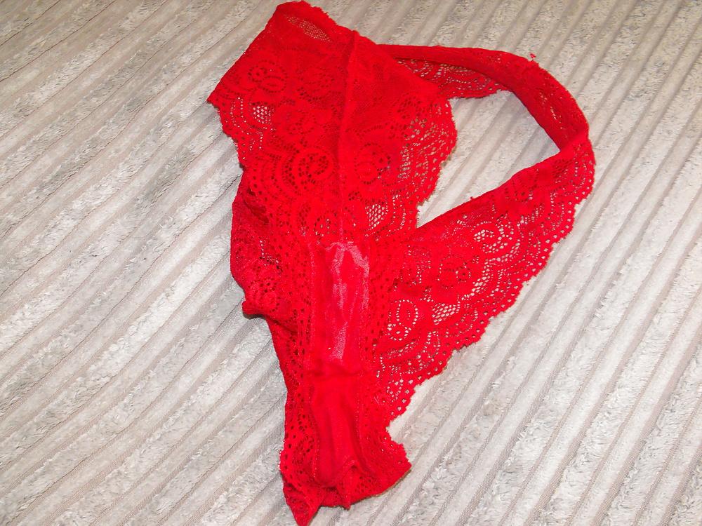 9P Em's worn bra,knickers & hold up stockings worn  23.03.14