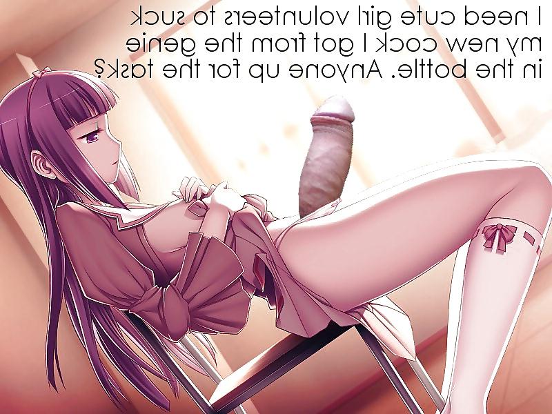 8P Anime Girls playing with a Real Cock (with captions) - No 79