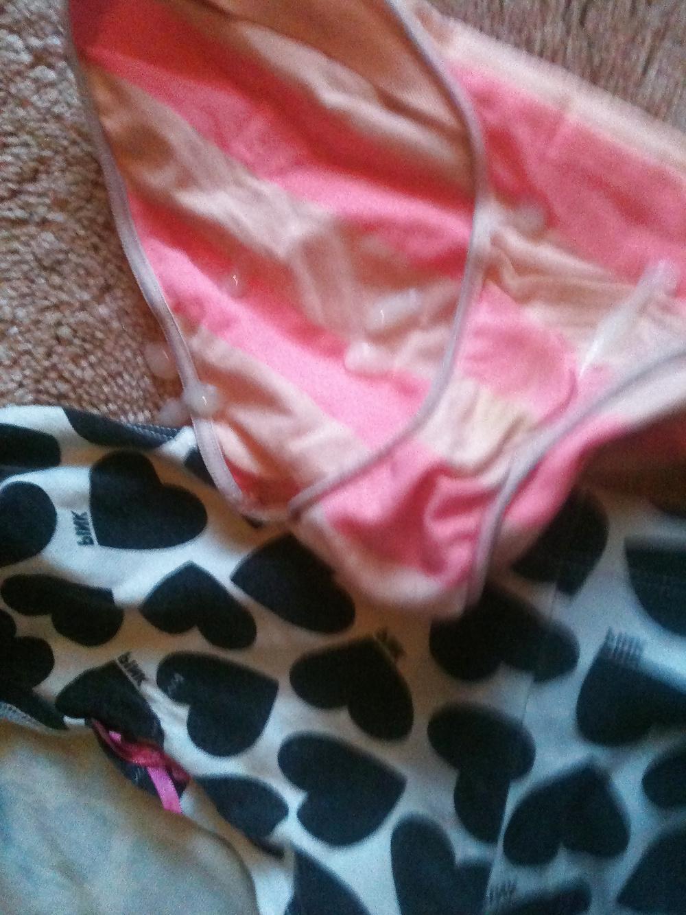 25P Cum on bra's and panties .