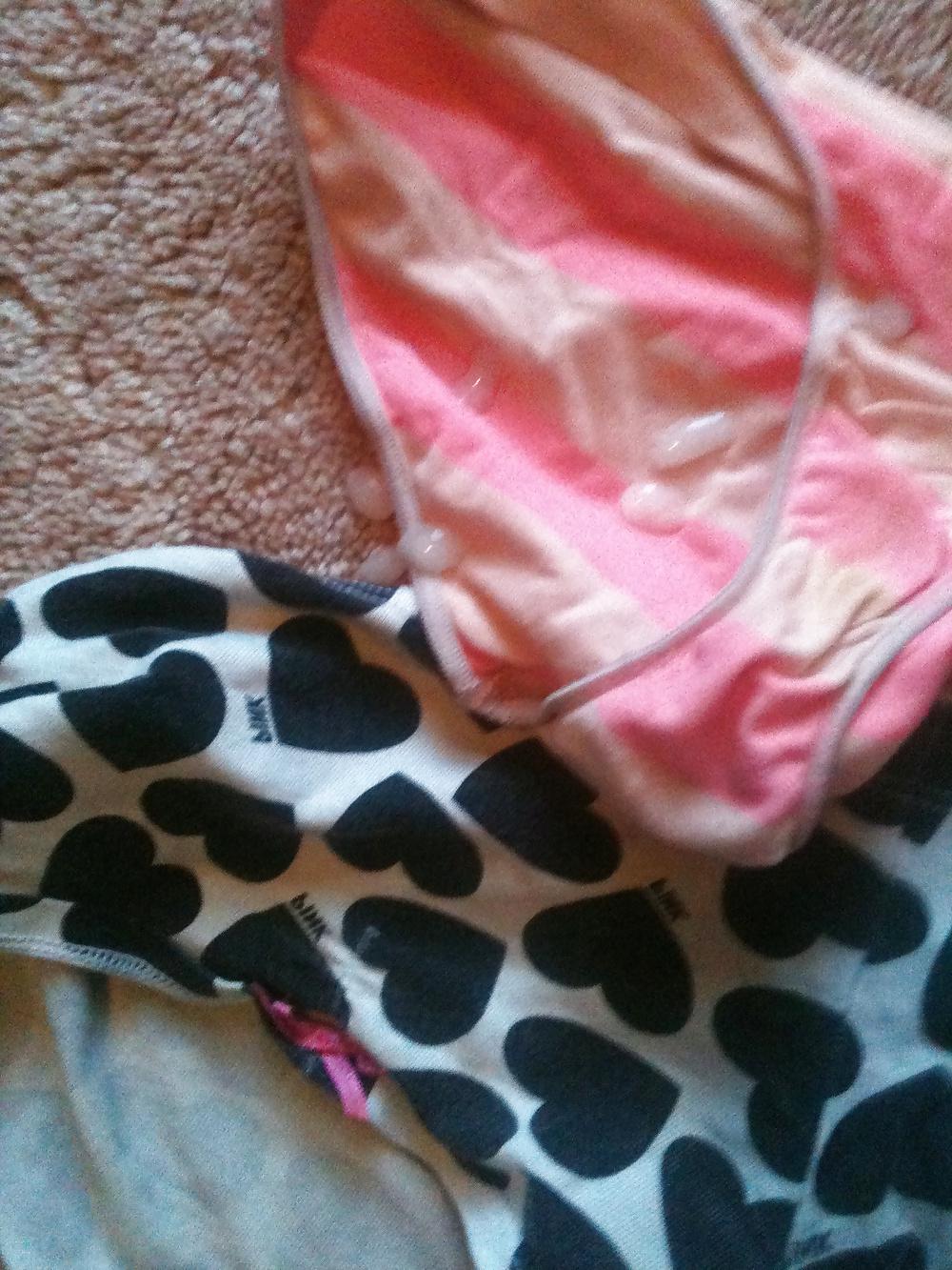 25P Cum on bra's and panties .