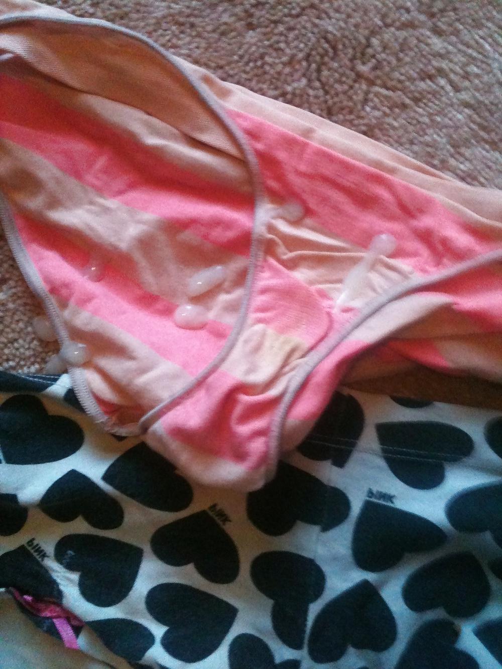 25P Cum on bra's and panties .