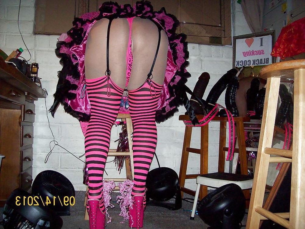 10P Tgirl BBC slut dressed to be sprayed by black cum nuts
