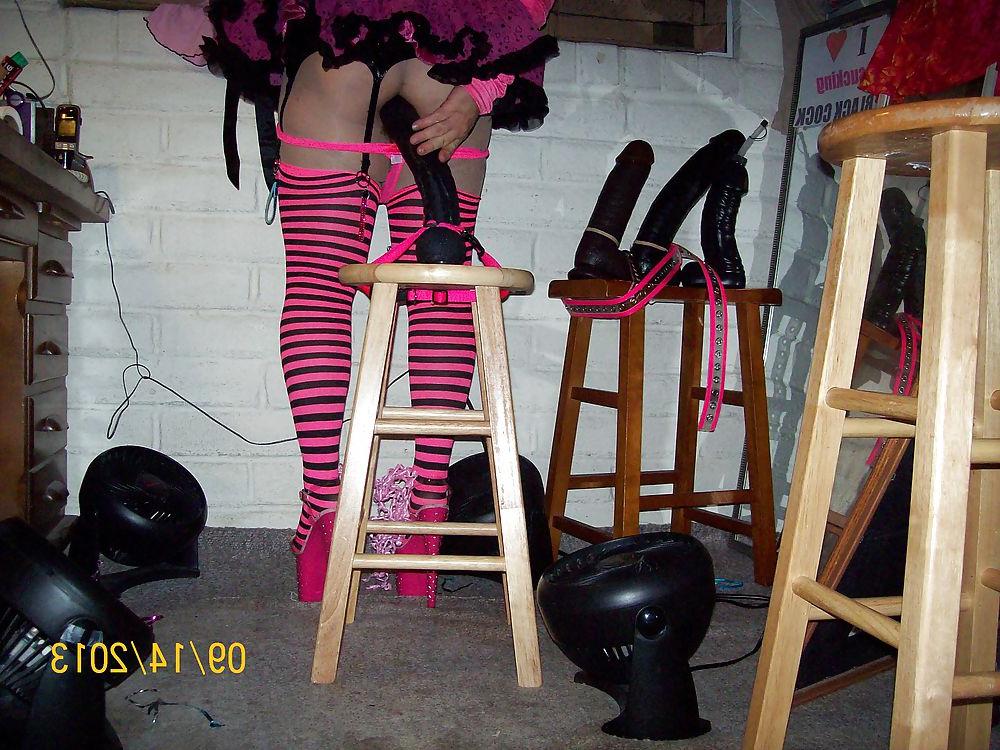 10P Tgirl BBC slut dressed to be sprayed by black cum nuts