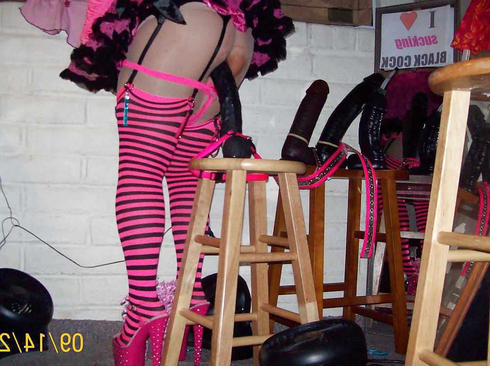 10P Tgirl BBC slut dressed to be sprayed by black cum nuts
