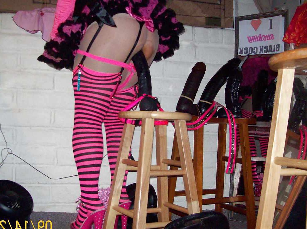 10P Tgirl BBC slut dressed to be sprayed by black cum nuts