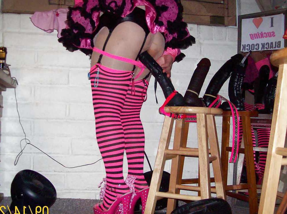 10P Tgirl BBC slut dressed to be sprayed by black cum nuts