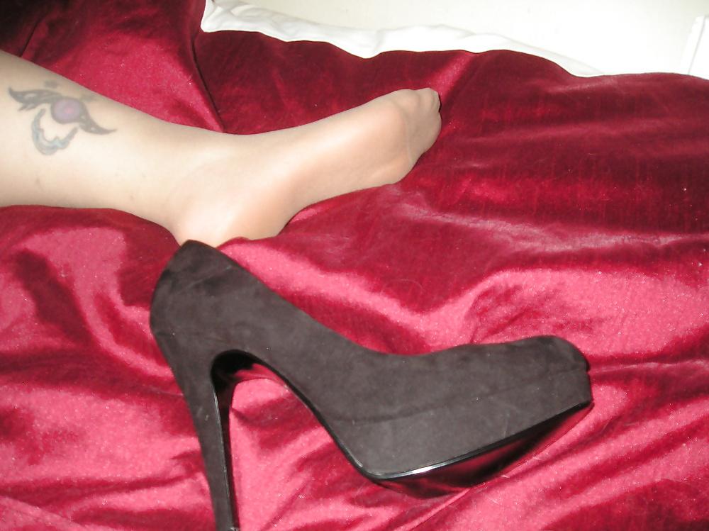25P More of my girlfriend wearing hazelnut tights pantyhose