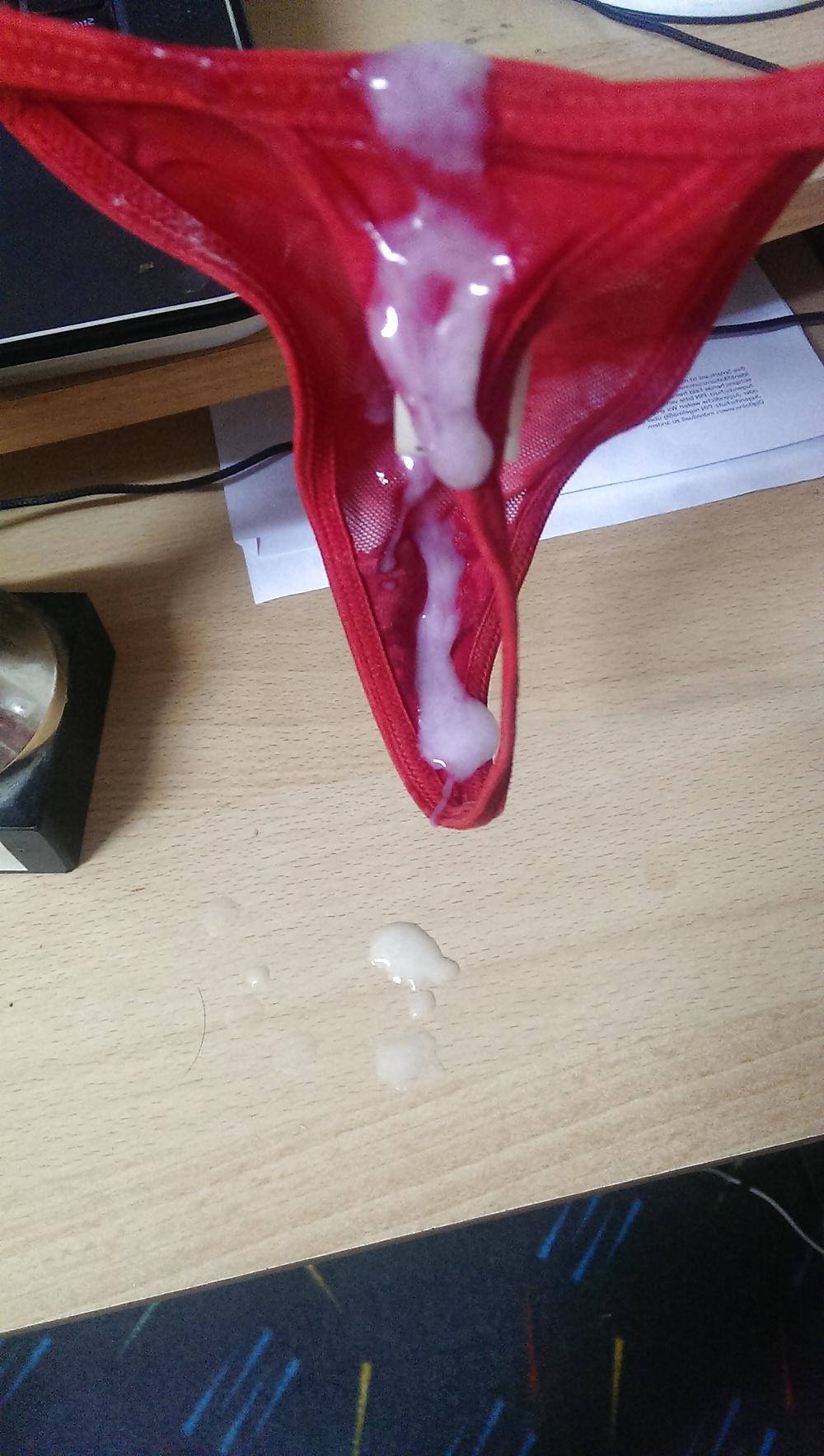 7P Cum on string thong panty 