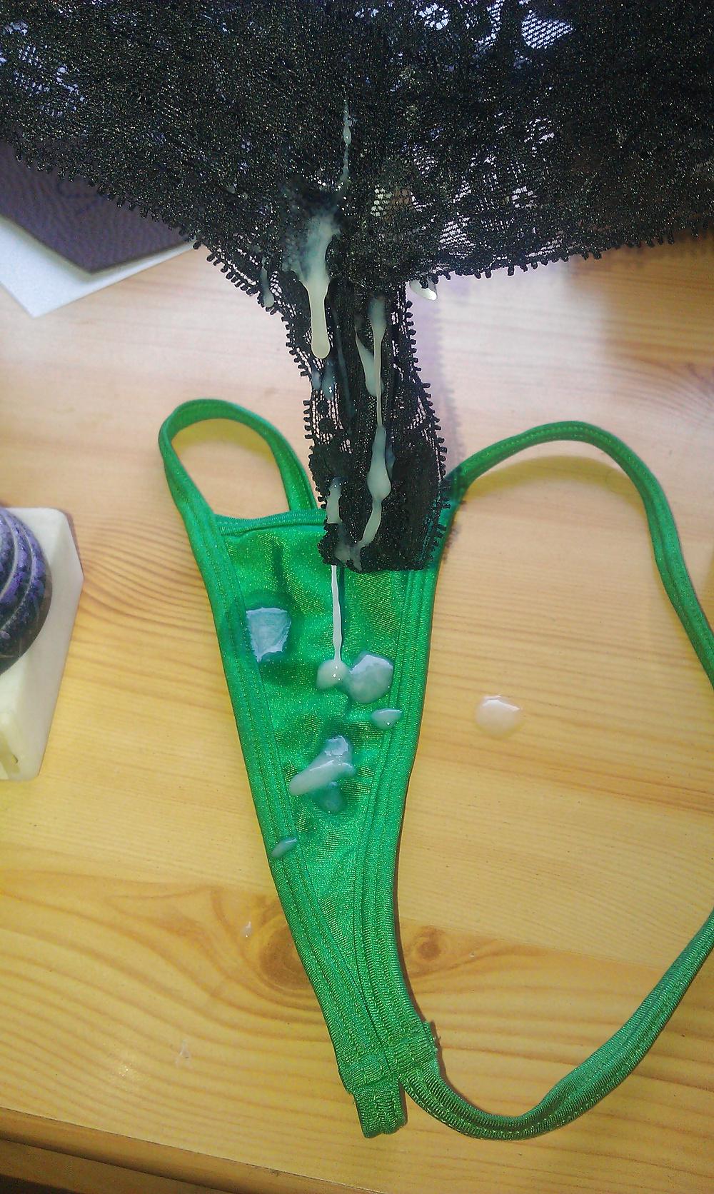 7P Cum on string thong panty 