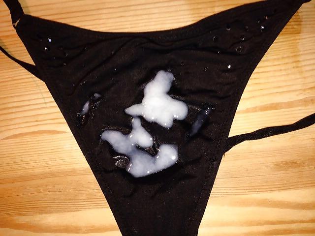 7P Cum on string thong panty 