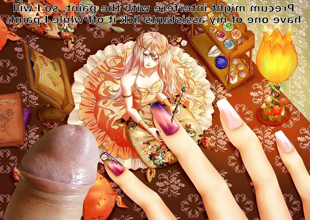 8P Anime Girls playing with a Real Cock (with captions) - No 87