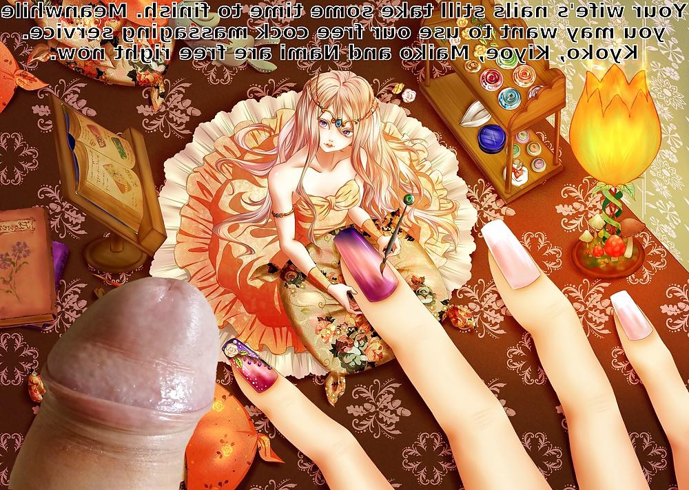 8P Anime Girls playing with a Real Cock (with captions) - No 87