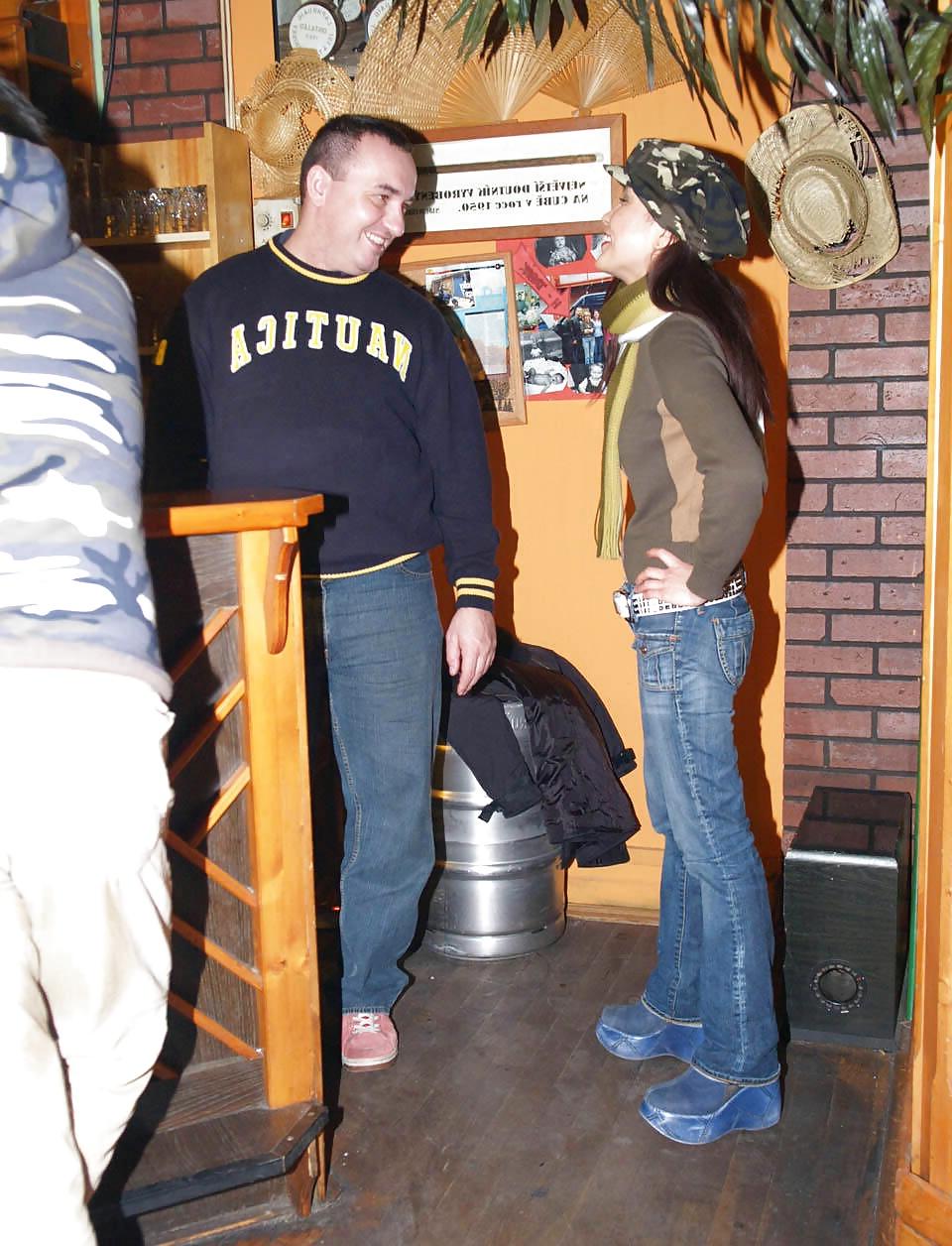 25P Wife flashing in her bar