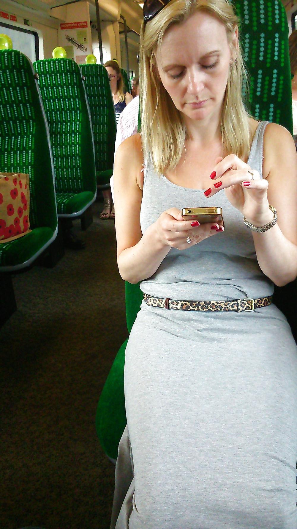 7P Pretty milf on a train in Birmingham, clothed