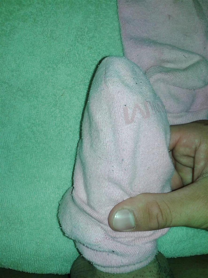 8P Cum on Cousin pink sock! 