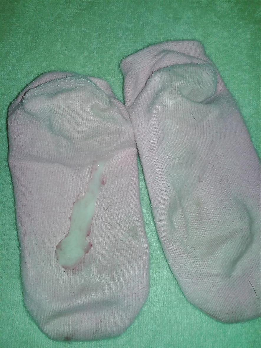 8P Cum on Cousin pink sock! 