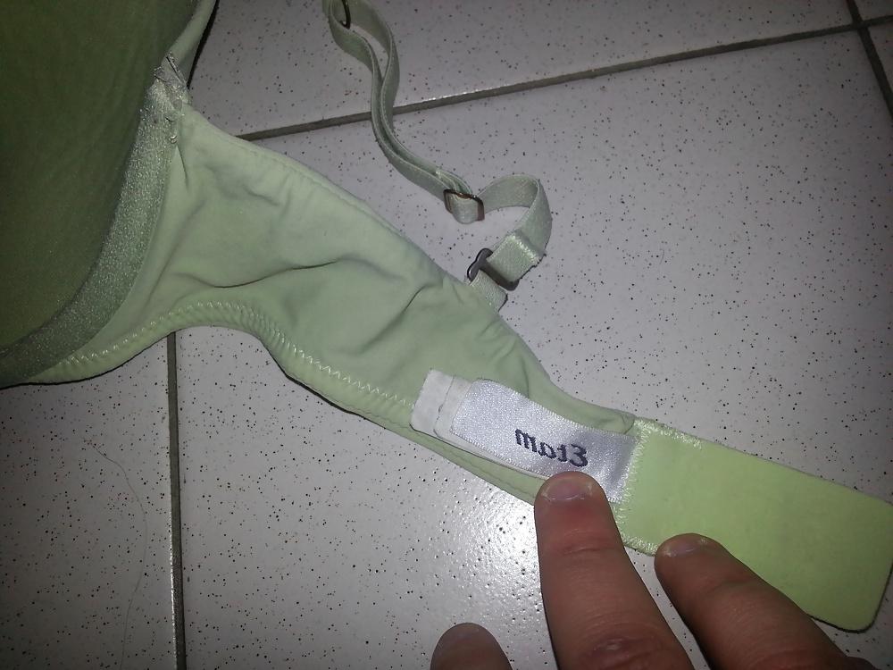 17P My 24 Cousin Green Etam Bra and Black Secret Possessions Bra