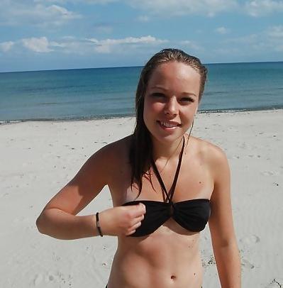 25P Danish teens-223-224-bra panties beach party cleavage 