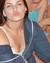 25P Danish teens-223-224-bra panties beach party cleavage 