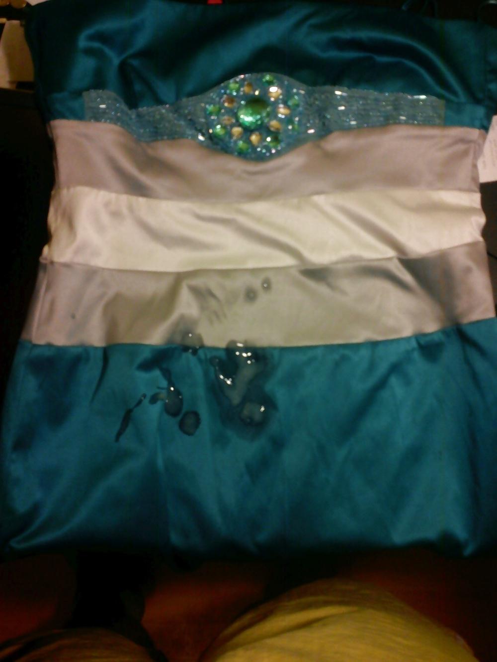 9P Cum on satin dress
