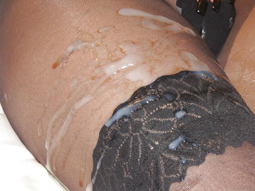 11P Cum on legs in nylon