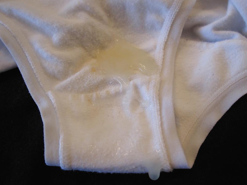 6P Cum on wife's white panties