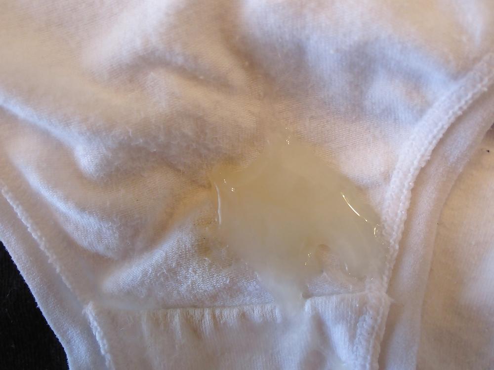 6P Cum on wife's white panties