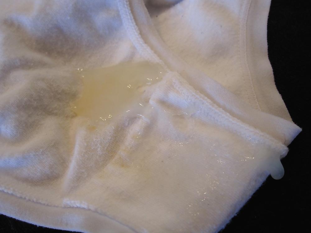 6P Cum on wife's white panties