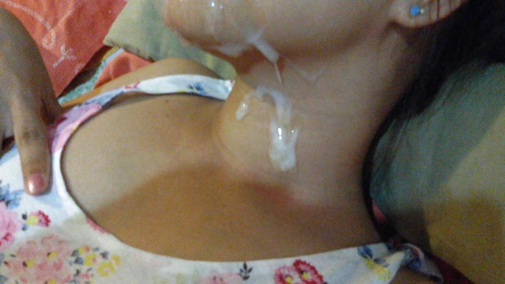 6P Just playing and cum on face and neck