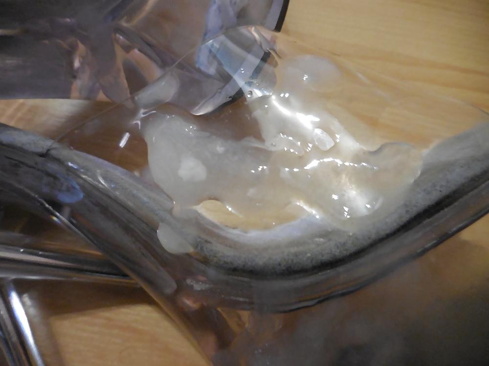 11P Cum on clear High Heels