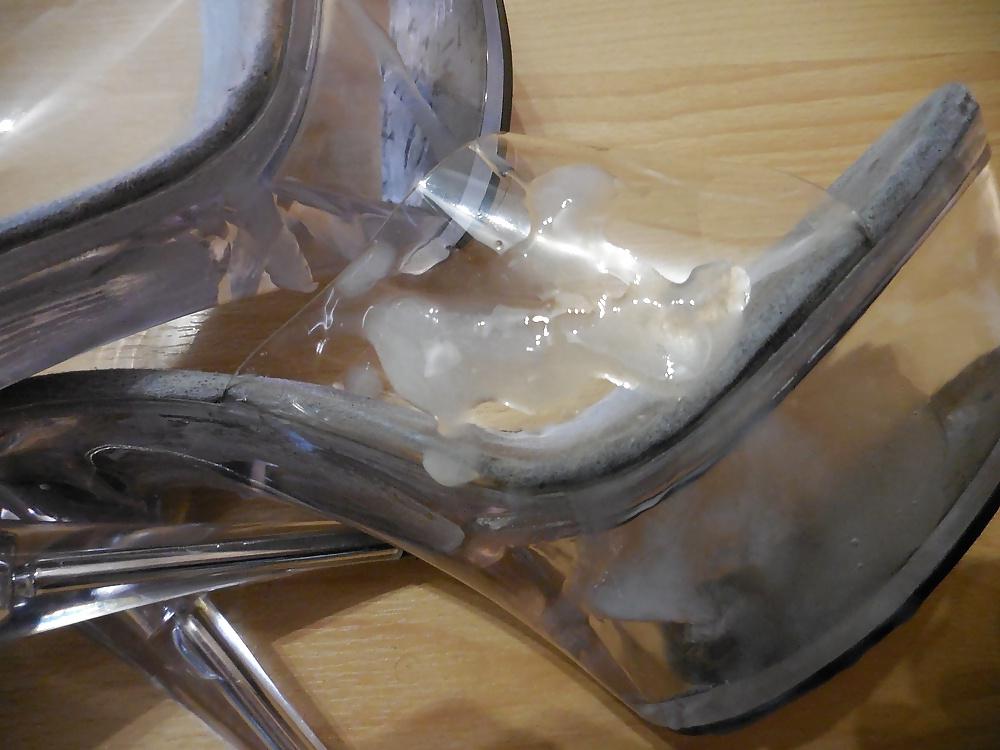 11P Cum on clear High Heels