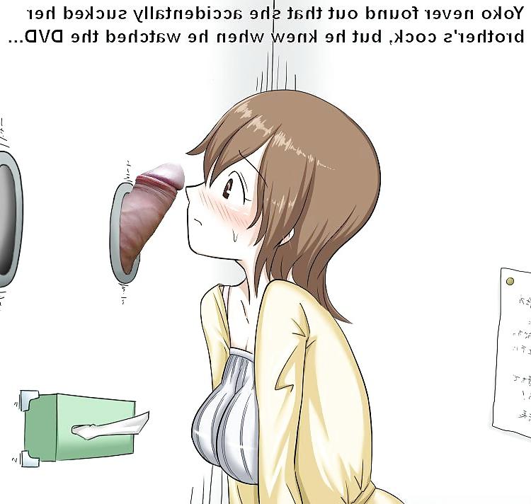 8P Anime Girls playing with a Real Cock (with captions) - No 92