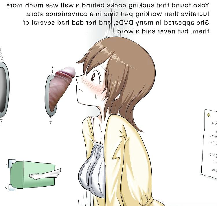 8P Anime Girls playing with a Real Cock (with captions) - No 92