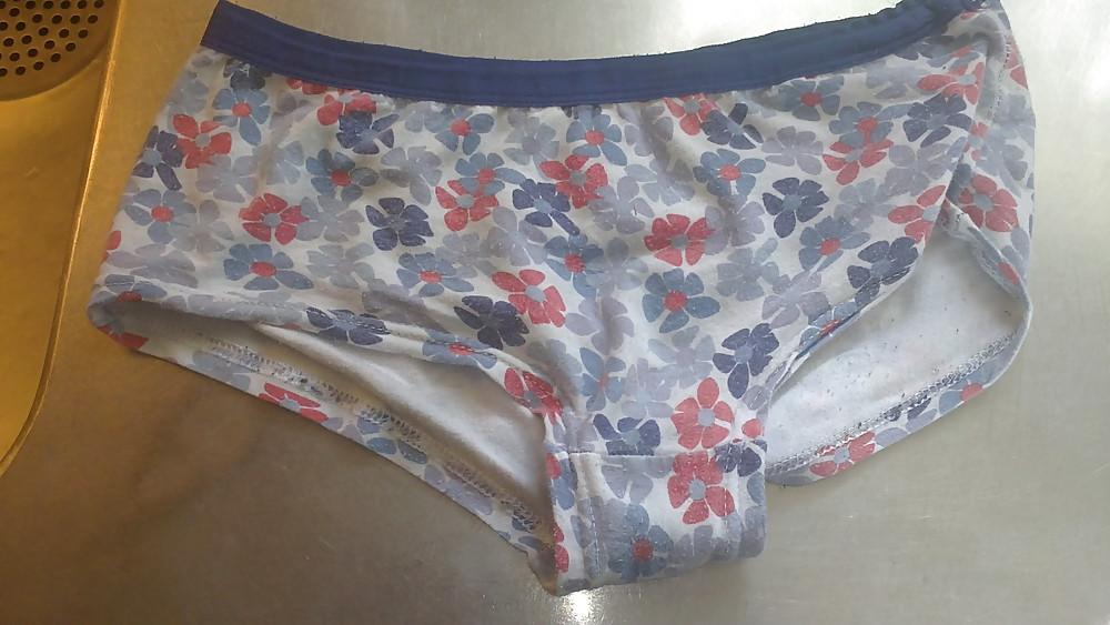 24P My girls bra and panties with my lil cock