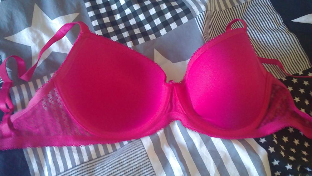 24P My girls bra and panties with my lil cock