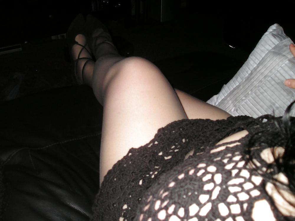 25P My girlfriend Natasha wearing black tights pantyhose