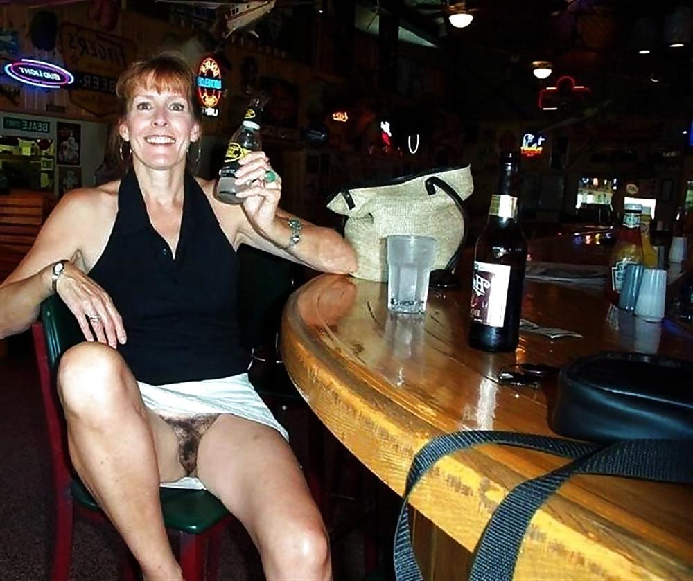19P Bottomless and Hairy in a Bar or Cafe
