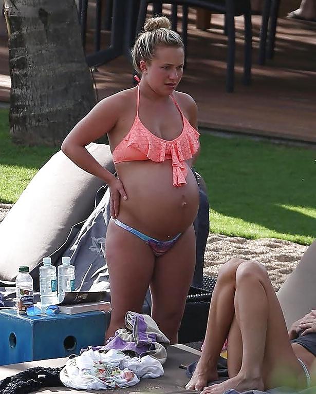 12P Hayden Panetirree pregnant bikini