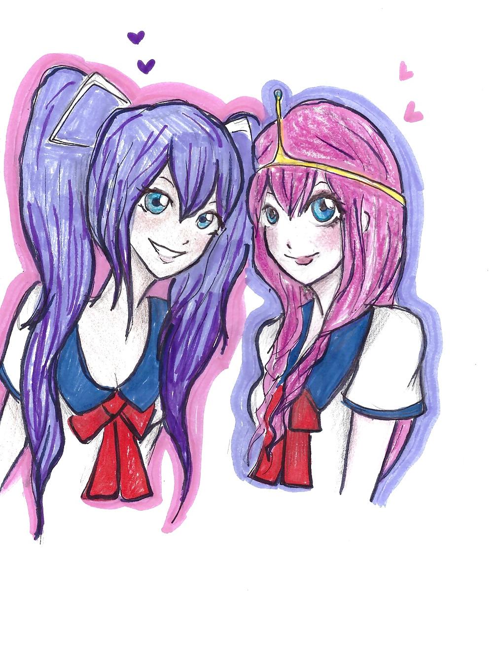 6P Minami Kousaka and Princess Bubblegum