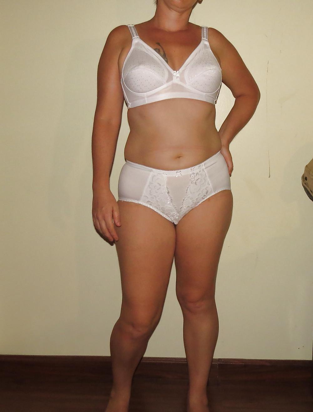 21P Cum on wifes new control panty and bra