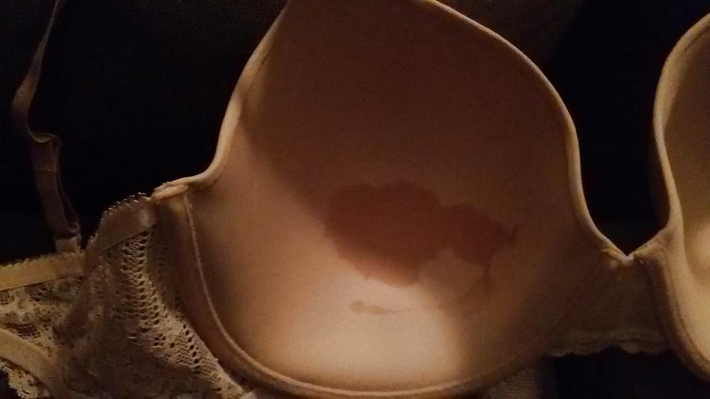 8P Neighbors beige bra with cum stain. 